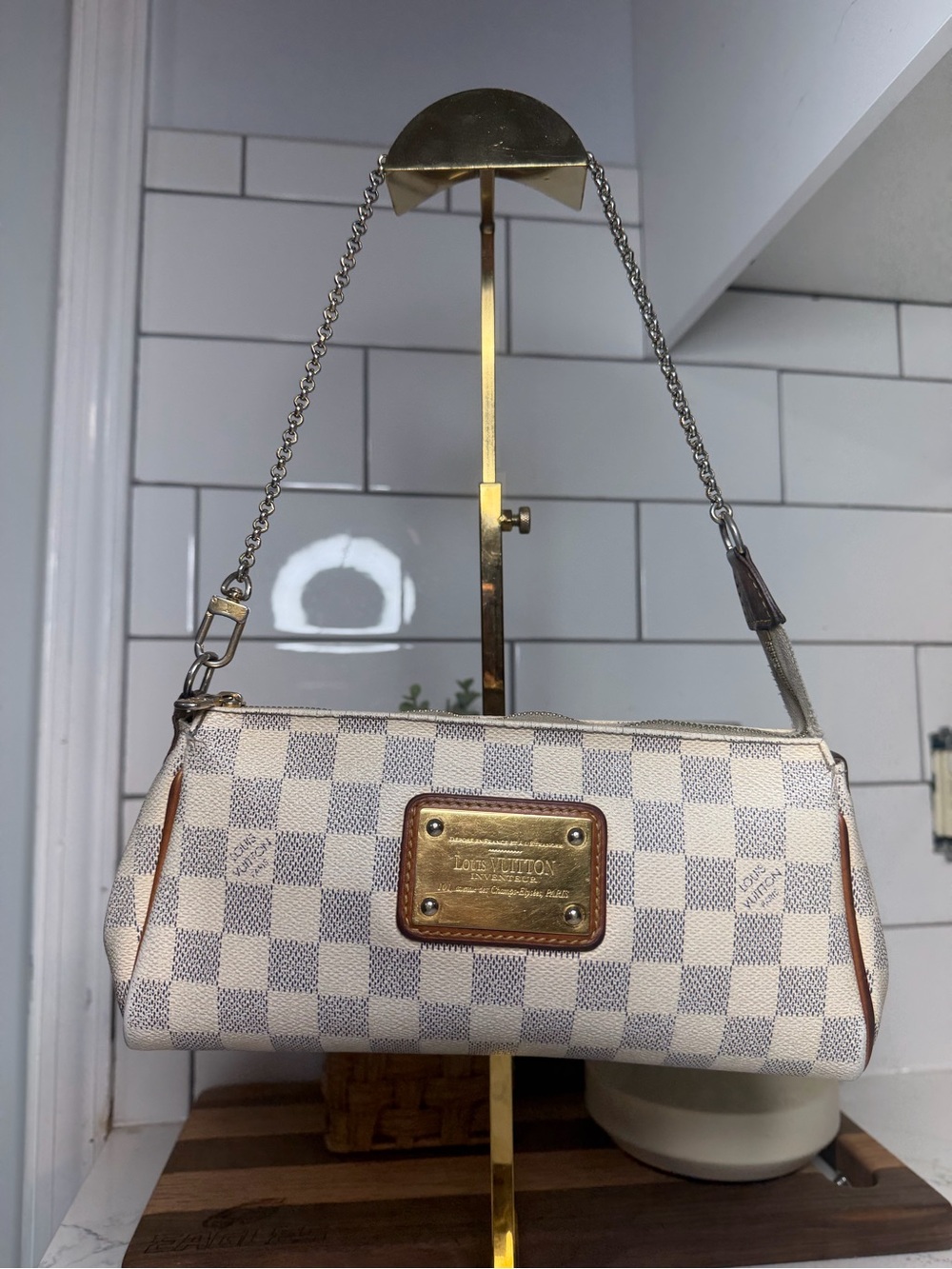 Authentic Louis Vuitton Damier Azur Eva pochette